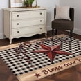 thumbnail image 3 of Country Stars Area Rugs 4x6 ft Vintage Dark Red Star Black Plaid Brown Wood Grain Washable Rug Non Slip Indoor Carpet Absorbent Floor Mat for Living Room Bedroom Dining Room, 3 of 9