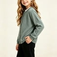 thumbnail image 5 of Rrxhxhs Cardigan for Girls Solid Color Crew Neck Button Front Long Sleeve Loose Casual Sweater Cover Up, 5 of 8