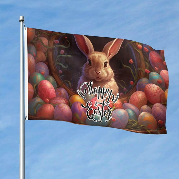 Cayyon Happy Easter Flag Banner 3x5 Feet with 2 Brass Grommets