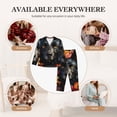 thumbnail image 7 of Saiise Colorful Floral Black Dog Print Women Soft Pajama Sets,Long Sleeve Sleepwear Button Up 2-Piece Pjs Lounge Sets-Large, 7 of 7