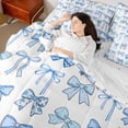 thumbnail image 4 of jejeloiu Kawaii Bowtie Cartoon Bow 7-Piece Twin Bedding Sets,Blue White Bedding Comforter Set For Girl Kids Reversible, 4 of 8