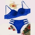 thumbnail image 2 of Akiihool Womens Underwear Fashion Lingerie Lace Matching Bra and Briefs Set, Blue Size XL, 2 of 6