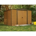 thumbnail image 1 of Arrow Woodridge Coffee/Woodgrain Steel Storage Shed, 1 of 7