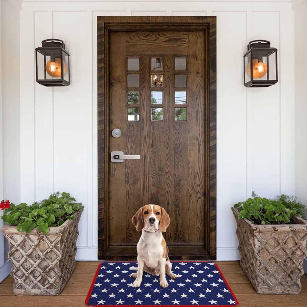 Abstract Stars Bath Rugs for Bathroom Blue Red and White Durable Flannel Bath Rug Clearance Mats for Forlaundry Room and Kitchen Decor Carpt Washable 20 X 32 Inch Mat
