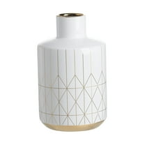 CC Home Furnishings Geometric Diamond Round Ceramic Vase - 9.5" - White and Gold