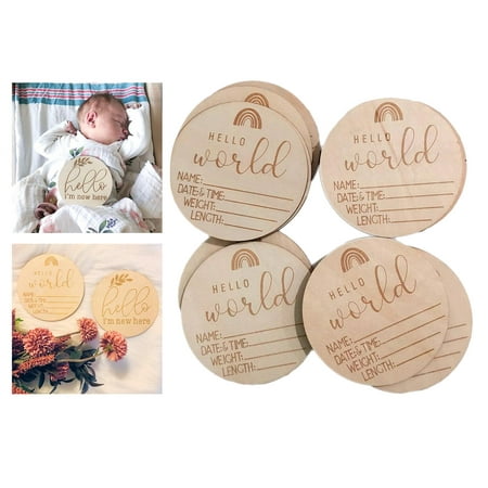 Carte d'annonce de naissance en bois mensuelle ronde pour les accessoires  de photo de nouveau-né, cartes d'arrivée de bébé en bois, annonce de bébé