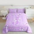 thumbnail image 2 of Castle Fairy Girls Female Cartoon Ribbon Bow Initial Alphabet J Bedding Comforter Set 2pcs,Dreamy Princess Bow Knot Twin Comforter Sets Microfiber,Bling Stars Print Breathable Bedding Set, 2 of 8