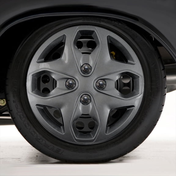 Set of Four 15" Silver Hubcap Wheel Covers for 11-15 Ford Fiesta Base (Push-on)