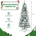 thumbnail image 4 of Costway 7ft Snow Flocked Christmas Pencil Tree w/ Berries & Poinsettia Flowers, 4 of 8