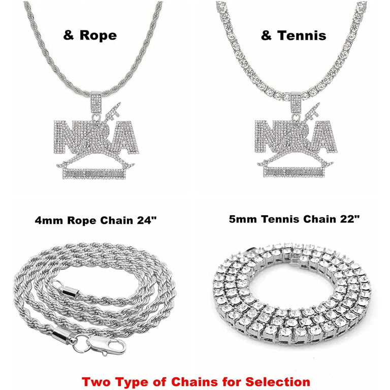 HH Bling Empire Gold Tennis and Cuban Link Chain for Men,Iced Out Mens Diamond Cuban Chain Necklace Sets,Hip Hop Rapper Jewelry Chains,3 Pcs 18/20/24
