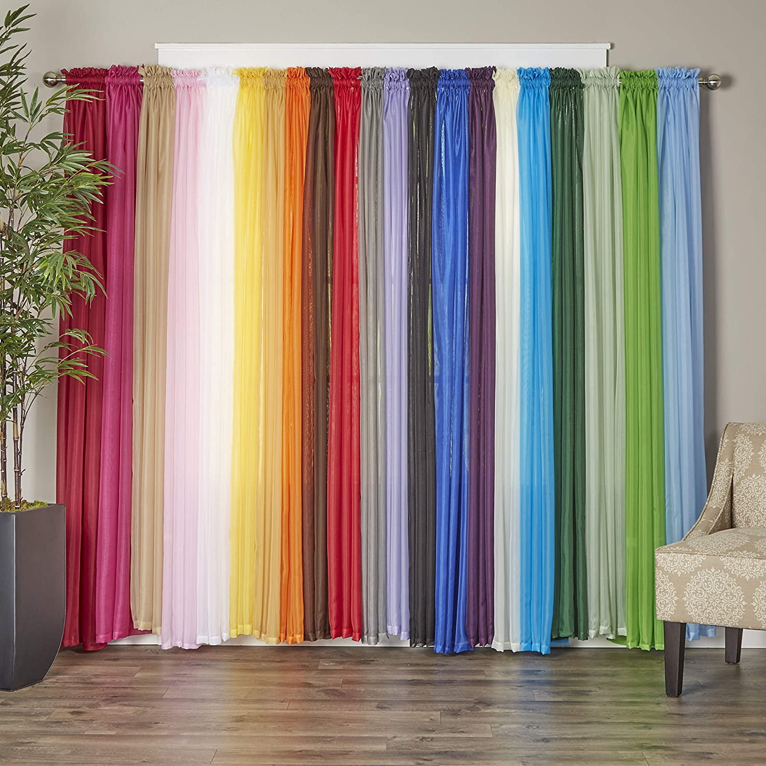 Elegant Comfort Luxury Sheer Curtains, Window Treatment Curtain Panels with Rod Pocket for Kitchen, Bedroom and Living Room (60 x 84-inches Long, Set of 2)