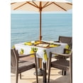 thumbnail image 3 of Outdoor Tablecloth with Umbrella Hole for Patio/Picnic/Party/Camping, Lemon Basket Summer Waterproof Table Cloth Square Cover Washable, Farmhouse Grey Wooden (54"x 54"), 3 of 8