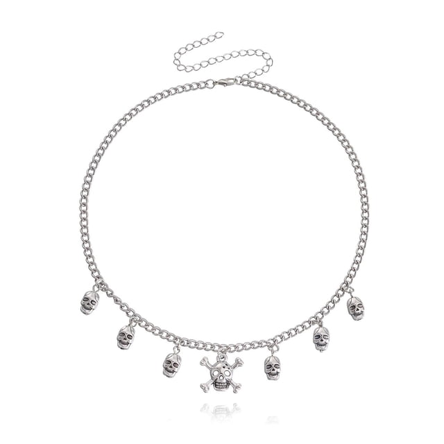 Collier Crâne Gothique pour Femmes - Collier Pendentif Crâne Rétro punk, Accessoire de Bijoux d'Halloween, Collier Gothique Rétro