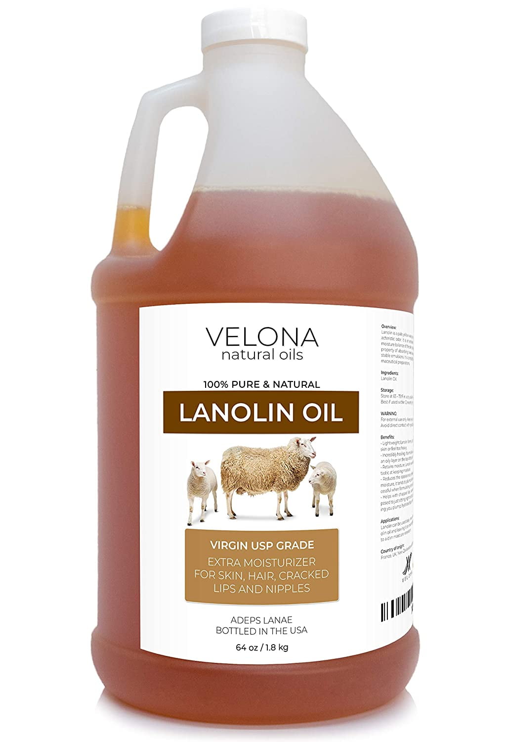 Lanolin Oil USP Grade by Velona 64 oz 100 Pure and Natural Carrier