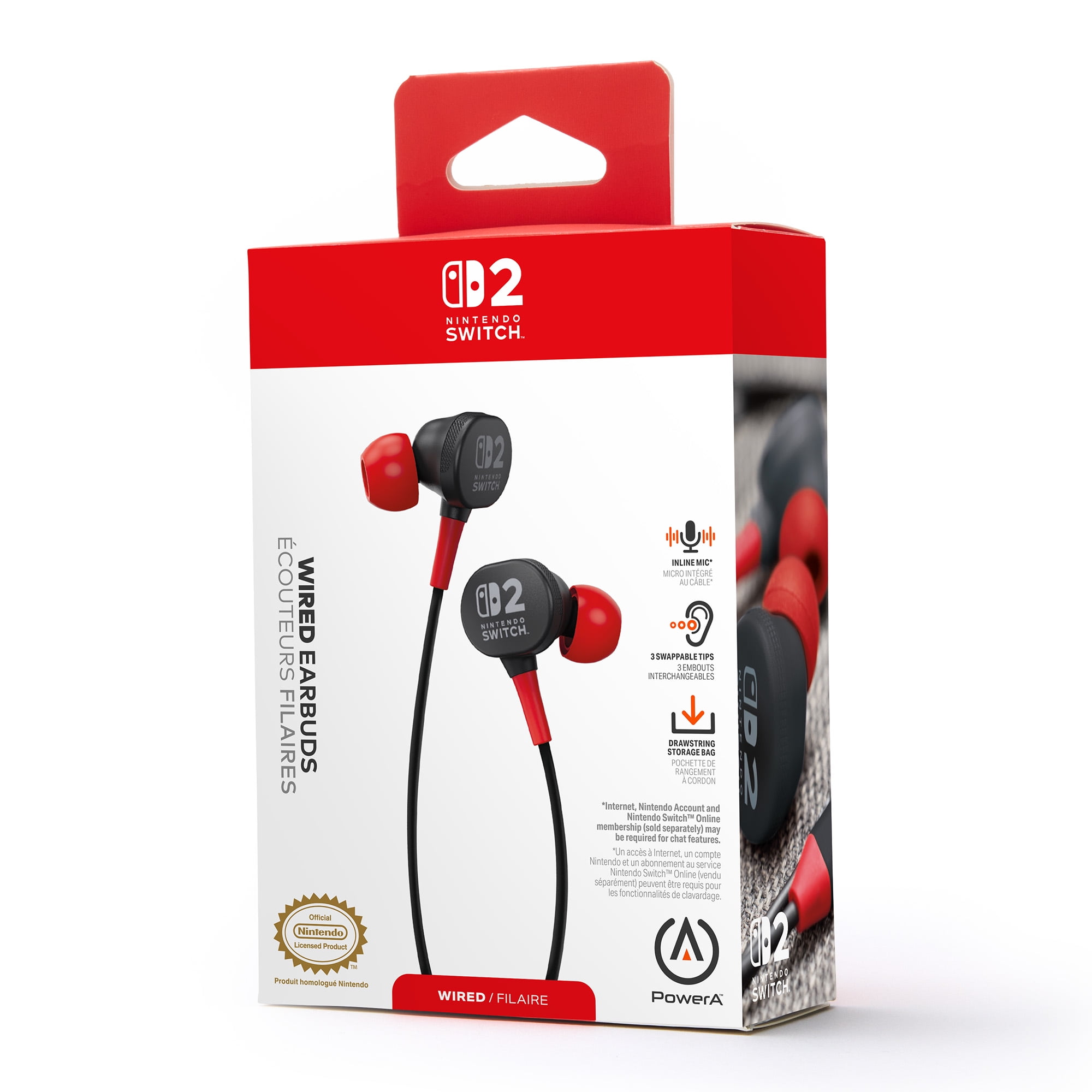 Switch2またはイヤホン PowerA, Wired Earbuds for Nintendo Switch 2, Black - Walmart.com