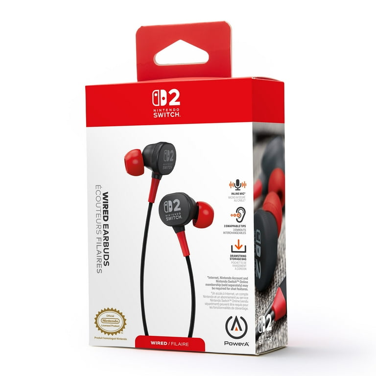 Switch2またはイヤホン PowerA, Wired Earbuds for Nintendo Switch 2, Black - Walmart.com