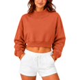 thumbnail image 4 of Womens Mock Neck Sweatshirts Long Sleeve Loose Fit Cropped Shirts Casual Soft Trendy Shirts Basic Tees Cute Y2K Fashion Pullover Top Tunics 2026 Fall Outfits womens tops Orange XL, 4 of 8