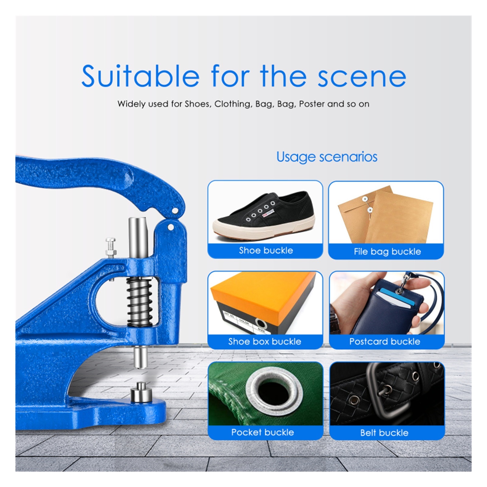 Heavy Duty Hand Press Grommet Eyelet Machine Hole Punch Tool Kit Including Grommet Machine ,Widely Use