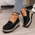 thumbnail image 2 of Womens Platform Wedges Slip on Penny Loafers Walking Shoes Fall Suede Thick Sole Casual Non Skid Work Shoes, 2 of 6