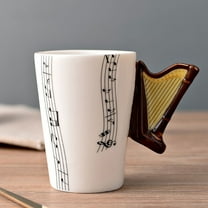 100Fens Fashionable Retro Musical Instruments Print, Notes, Ceramic Coffee Cups With Dust Cover, Water Cups, Mugs, Holiday Birthday Gifts