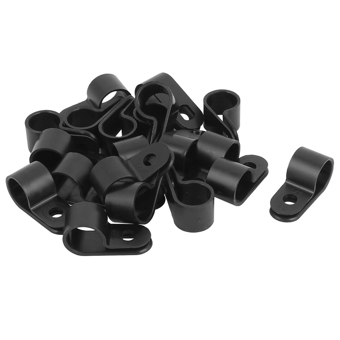 Sourcing Map 50 Pezzi Fermacavo In Plastica Nera R Type: Morsetti Per Cablaggio, Fissaggio Tubi Flessibili Ø 12mm, Con Vite - 4