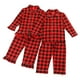 thumbnail image 2 of Pijama de algodón a cuadros para bebé, ropa de invierno a juego, bujolo, manga larga con volantes, conjuntos de pijamas de Navidad para niños y niñas, 2 of 4