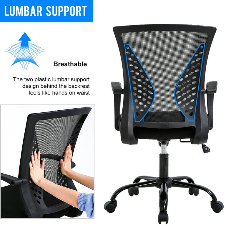  Ergonomic Office Chair Cheap Desk Chair Mesh Computer Chair  with Lumbar Support Arms Modern Cute Swivel Rolling Task Mid Back Executive  Chair for Women Men Adults Girls,Black : Home & Kitchen