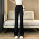 thumbnail image 3 of Pantalones acampanados de cintura alta para mujer, estilo veraniego, adelgazantes, de color sólido, talla grande, sencillos, informales, deportivos, 3 of 4