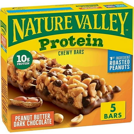 1x Nature Valley Protein Chewy Snack Bars, Peanut Butter Dark Chocolate, 5 Bars, 7.1 oz