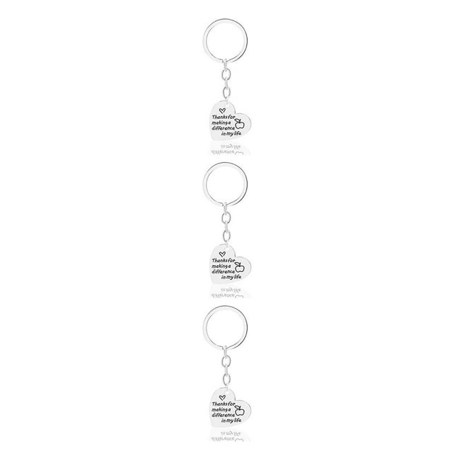 relayinert Teacher Keychain Heart-shape Key Chain Stainless Steel Charms Pendants D1270-1 3Set