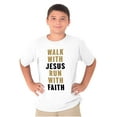 thumbnail image 3 of Walk With Jesus Christ Run Religious Crewneck T Shirts Boy Girl Teen Brisco Brands XS, 3 of 6