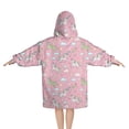 thumbnail image 2 of Pink Cartoon Unicorn Rainbow Cloud Moon Star Blanket Hoodies for Kids 6-13YR Oversize Wearable Blanket Hoodies for Boys Girls Teens, 2 of 7