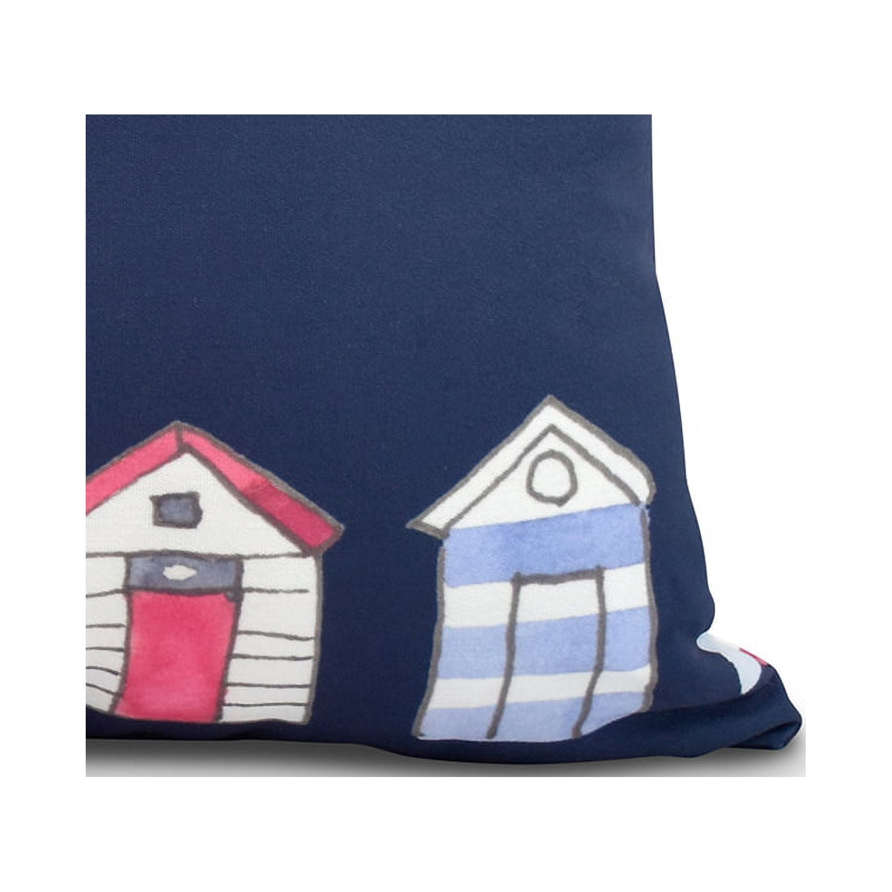 Simply Daisy, 26 x 26 inch, Beach Huts, Geometric Print Pillow, Navy
