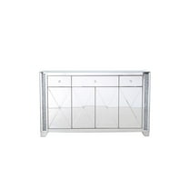Elegant Decor Modern 4 Door 60" Silver Crystal Mirrored Sideboard