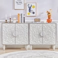 thumbnail image 5 of Vintage French Style Accent Cabinet with Storage, 30.7" Sideboard Buffet Cabinet with 2 Floral Carved Doors & Distressed Design, Hallway, Dining Room, Antique White 1PC, 5 of 9