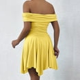 thumbnail image 6 of Women'S Off the Shoulder Mini Dress Ruffle Hem Ruched Corset Short Cocktail Party Dresses Light Yellow M, 6 of 8