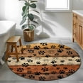 thumbnail image 4 of Burnt Orange Dog Paws 3ft Round Rug, Farmhouse Vintage Modern Brown Wood Non-Skid Rubber Backing Large Area Rugs - Living Room Bedroom Home Office, Indoor Floor Mat Carpets Washable Rug, 4 of 9