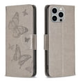 thumbnail image 6 of Allytech Wallet Case for Apple iPhone 15 Pro Max, Flip Cover with Butterfly Embossed Cards Slots Hand Wrist Stand Magnetic Closure Shockproof Case for iPhone 15 Pro Max - Gray, 6 of 8