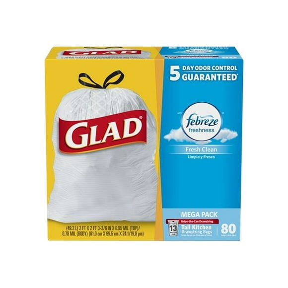 GLAD Tall Kitchen - Trash bag - drawstring - 13 gal - white - pack of 80