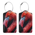 thumbnail image 3 of Fuzoiu Closeup Red Flamingo Portrait Print Premium Leather Luggage Tag,Travel Accessory,Luggage Tag for Suitcase Baggage Handbag Travel Bag,Name Card & Privacy Cover-2 PCS, 3 of 5