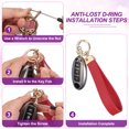 thumbnail image 4 of Leather Wristlet Keychain Car Key Chain Wristlet, 7" Key Fob Holder with D Ring and 2 Ring Gold Tone/Red, 4 of 6