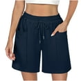 thumbnail image 1 of Ladies Casual High Waisted Sports Shorts Solid Elastic Waist Loose Lounge Short Pant, 1 of 9