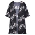 thumbnail image 5 of Rovga Womens Cover Ups For Swimwear Solid Color Floral Prints 3/4 Sleeve Long Flowy Kimono Cardigans Boho Chiffon Beach Cover Up Tops S Black, 5 of 8