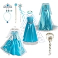 thumbnail image 2 of Disfraz de princesa para niña, disfraz de Elsa con lentejuelas, fantasía, para niños, cosplay, ropa en capas, vestido de reina de las nieves para Halloween, 2 of 5