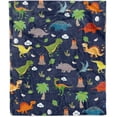 thumbnail image 4 of Dinosaur Baby Blanket, Comfy Plush Flannel Fleece Throw Blanket Lightweight Toddler Dinosaur Navy Blanket, Soft Fluffy Fuzzy Cute All Season Blanket Baby Toddler Newborns Pet Gifts(40"x50"), 4 of 8