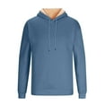 thumbnail image 4 of Men's Casual Fleece Sherpa Lined Drawstring Hoodie Winter Warm Pullover Hooded Sweatshirt Blue M, 4 of 5