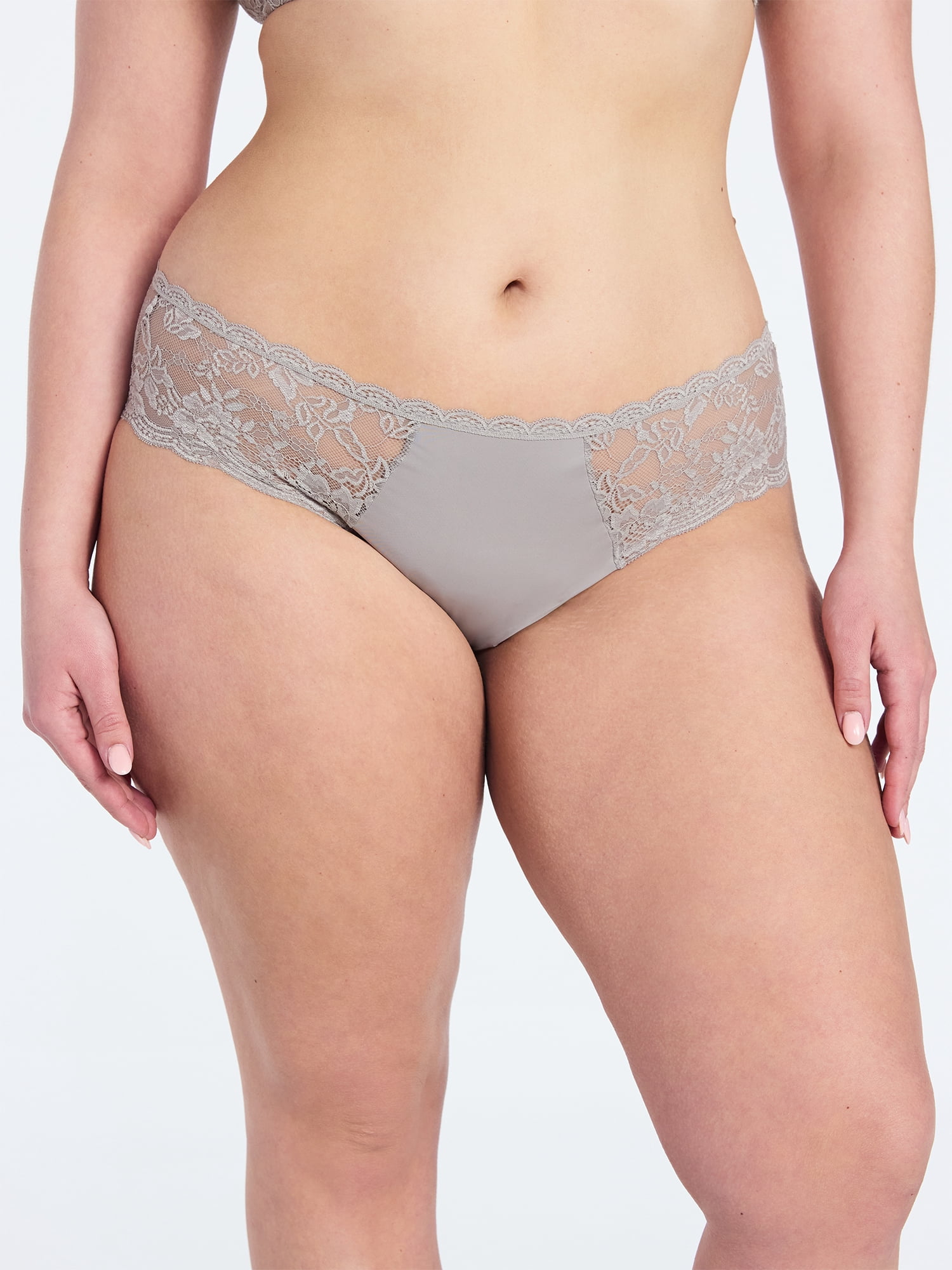 Joyspun Women's Microfiber and Lace Hipster Panties, 3-pack, Sizes to 3XL