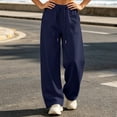 thumbnail image 2 of Vrorvz Straight Leg Sweatpants for Women Drawstring Elastic Waisted Pants Solid Color Basic Casual Pant, 2 of 5