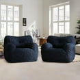 thumbnail image 4 of Bean Bag Chair, Filled Beanbag Chair for Living Room, Stuffed Beanbag Chairs, Comfy Bean Bag Chairs with Filling (Teddy Fabric in Dark Blue Set of 2, 39.37" D×37" W×27.56" H), 4 of 18