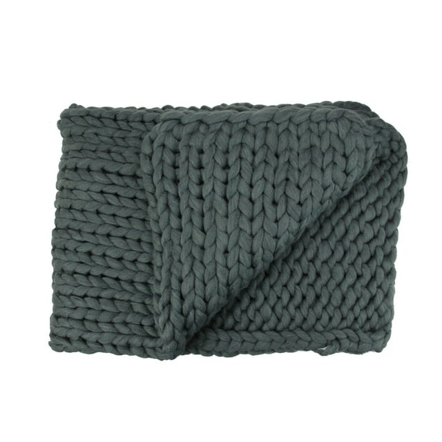 Northlight Couverture en Tricot Torsadé Gris Fumé 50 Pouces x 60 Pouces
